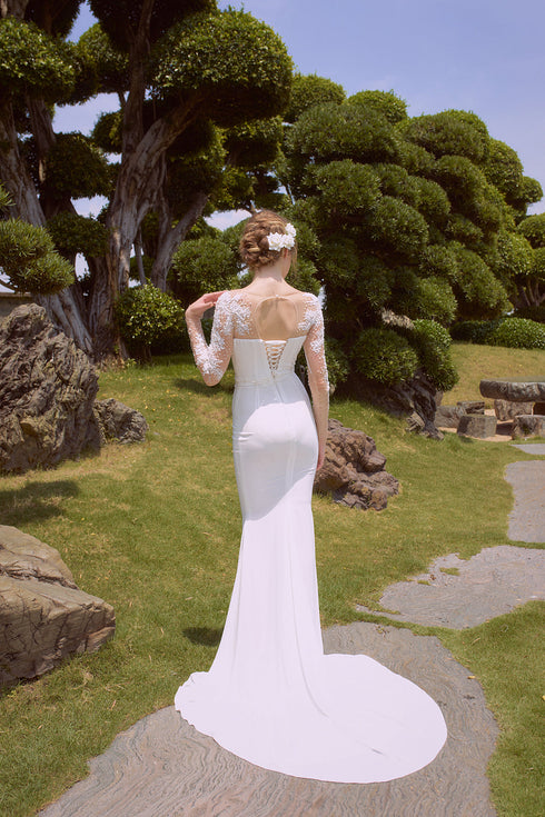 Long sleeves mermaid bridal gown